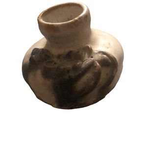 POTTERY Vase approx 2.3/4 in. Dripping glaze tri-colors in great shape.